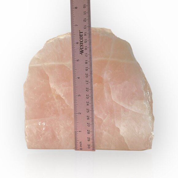 Rose Quartz Bookends Natural Stone Characteristics Pink Crystal Home Decor (AR) - Picture 10 of 16